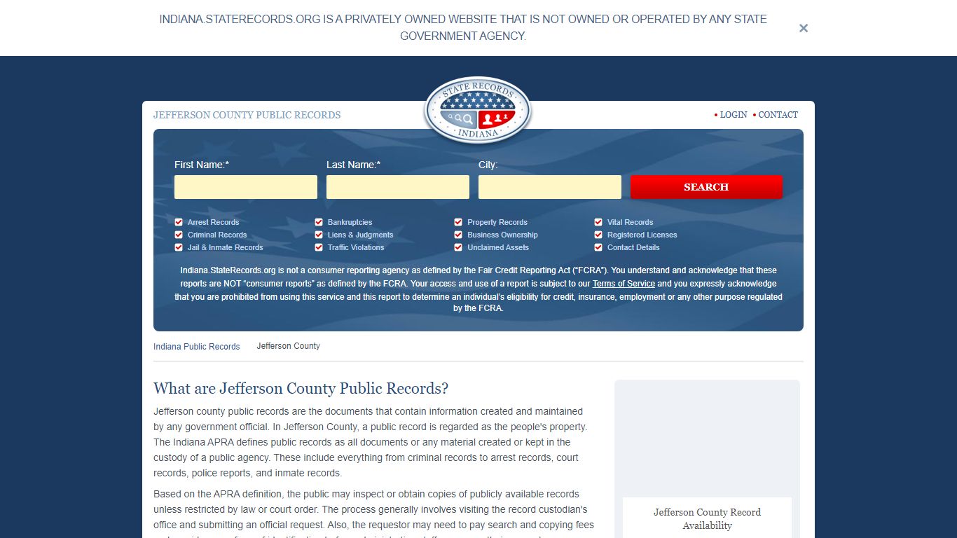 Jefferson County Arrest, Court, and Public Records | StateRecords.org